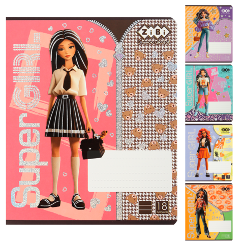 Зошит учнівський шкільний SUPER GIRL, 18арк., лінія